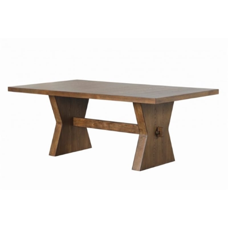 Pemberly Row 7 Pc Dining Table Set Modern Farmhouse in Oak Brown 6 Fabric Chairs