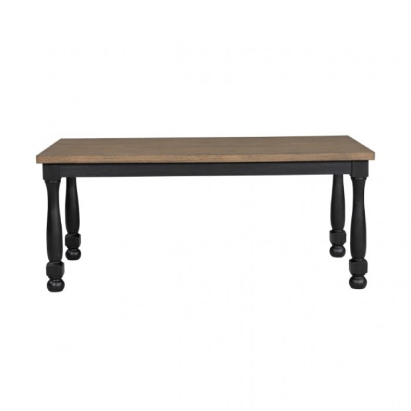 Pemberly Row 7 Piece Dining Table Set 6 Chairs Farmhouse Legs Black Rubberwood