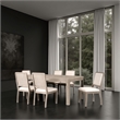 Pemberly Row 7 Piece Dining Table Set 6 Polyester Chairs Natural Brown Wood