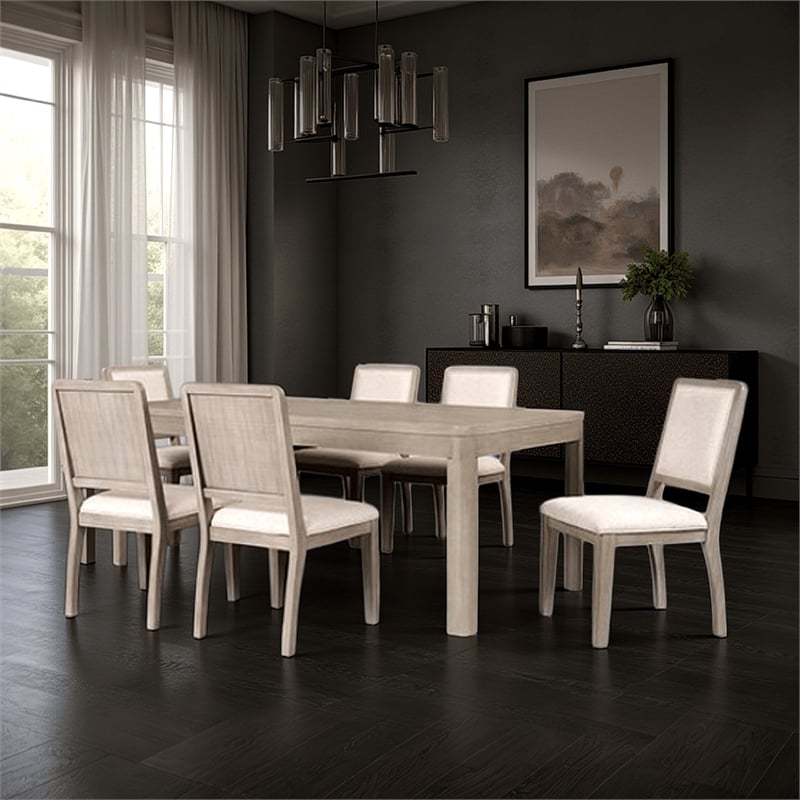 Pemberly Row 78 Inch Dining Table Farmhouse Rectangular in Natural Brown Wood