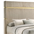 Pemberly Row King Bed Fluted Wingback Headboard in Beige Upholstery Gold Trim