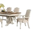 Pemberly Row 7Pc Dining Table Set with Fabric Chairs in Antique White Solid Wood