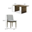 Pemberly Row 7 Pc Dining Table and Chair Set in Light Gray Fabric Natural Brown