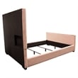 Pemberly Row King Bed Vertical Channel Tufted in Blush Pink Velvet Upholstery
