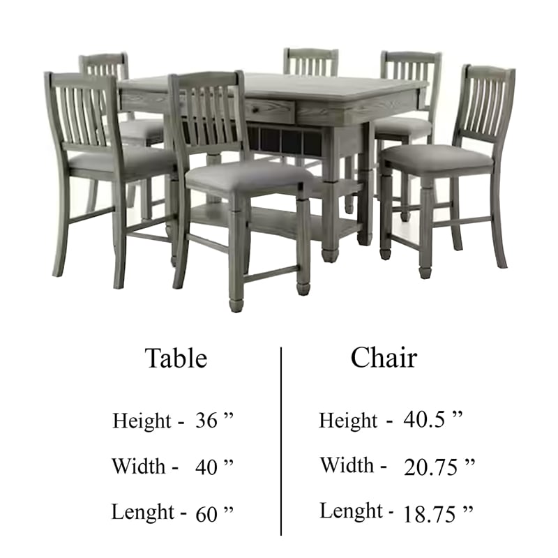 Pemberly Row 7 Piece Counter Height Dining Table and Chair Set Wire Brushed Gray