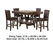 Pemberly Row 5 Pc Counter Height Dining Table & 4 Chairs Set in Brown 2 Shelves