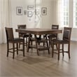 Pemberly Row 5 Pc Counter Height Dining Table & 4 Chairs Set in Brown 2 Shelves