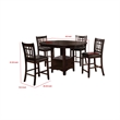 Pemberly Row 5Pc Counter Height Dining Table Set with 4 Chairs Expandable Leaf