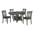 Pemberly Row 5 Piece Dining Set in Gray 4 Padded Chairs Expandable Leaf