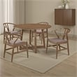 Pemberly Row 5 Pc Dining Table and 4 Chair Set Open Curved Back in Walnut Brown
