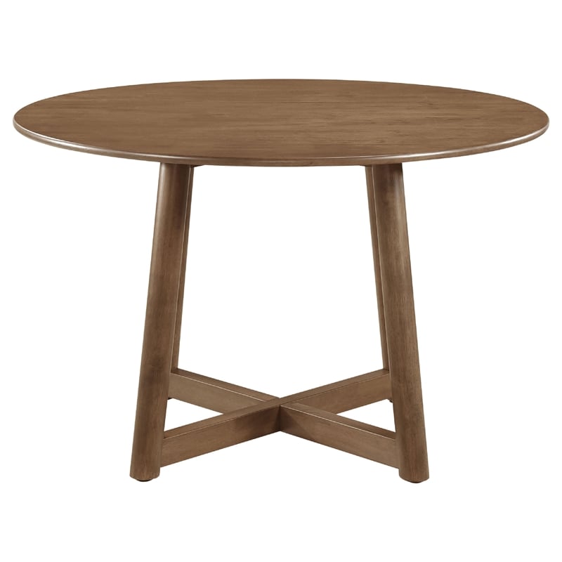 Pemberly Row 5 Pc Dining Table and 4 Chair Set Open Curved Back in Walnut Brown