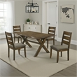 Pemberly Row 5 Pc Dining Table Set in Nutmeg Brown Finish 4 Padded Side Chairs