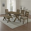 Pemberly Row 6 Piece Dining Table Set in Nutmeg Brown 4 Padded Chairs and Bench