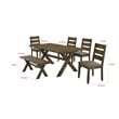 Pemberly Row 6 Piece Dining Table Set in Nutmeg Brown 4 Padded Chairs and Bench