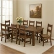 Pemberly Row 9 Pc Dining Table Set 8 Ladderback Side Chairs Rustic Golden Brown
