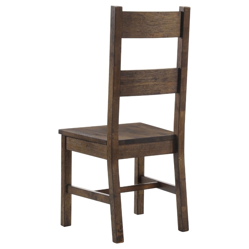 Pemberly Row 9 Pc Dining Table Set 8 Ladderback Side Chairs Rustic Golden Brown