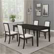 Pemberly Row 5 Piece Extendable Dining Table and 4 Chair Set in Black and Ivory