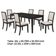 Pemberly Row 7 Piece Extendable Dining Table and 6 Chair Set in Black and Ivory