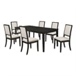 Pemberly Row 7 Piece Extendable Dining Table and 6 Chair Set in Black and Ivory