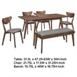 Pemberly Row 6 Piece Extendable Dining Table Bench 4 Chairs in Walnut Brown Gray