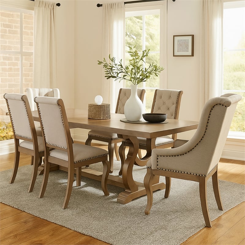 Pemberly Row 7Pc Dining Table Set 84 to 104