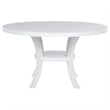 Pemberly Row 5 Pc Round Dining Table Set Flared Legs in Gray Fabric White Wood