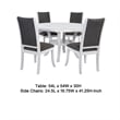 Pemberly Row 5 Pc Round Dining Table Set Flared Legs in Gray Fabric White Wood