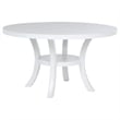 Pemberly Row 5 Pc Round Dining Table Set Flared Legs in Gray Fabric White Wood