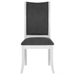 Pemberly Row 5 Pc Round Dining Table Set Flared Legs in Gray Fabric White Wood