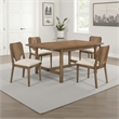 Pemberly Row 5 Pc Dining Table and 4 Chairs Set in Rich Walnut Brown and Beige