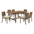 Pemberly Row 7 Pc Dining Table and 6 Chairs Set in Rich Walnut Brown and Beige