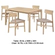 Pemberly Row 5Pc Dining Table Set w/ 4 Tan Brown Upholstered Chairs White Washed