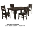 Pemberly Row 5Pc Dining Table & 4 Chairs Set with Ladder Back Brown Faux Leather