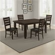 Pemberly Row 5Pc Dining Table & 4 Chairs Set with Ladder Back Brown Faux Leather