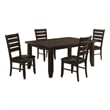 Pemberly Row 5Pc Dining Table & 4 Chairs Set with Ladder Back Brown Faux Leather