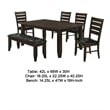Pemberly Row 6 Piece Dining Table 4 Chairs and Bench Set Brown Faux Leather