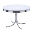 Pemberly Row 5Pc Dining Table & Chair Set in Black Faux Leather White Round