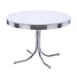Pemberly Row 5Pc Dining Table & Chair Set in Red Faux Leather White Round Top