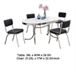 Pemberly Row 5 Pc Oval Dining Set with 4 Chairs Retro Design Chrome White Black