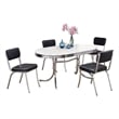 Pemberly Row 5 Pc Oval Dining Set with 4 Chairs Retro Design Chrome White Black