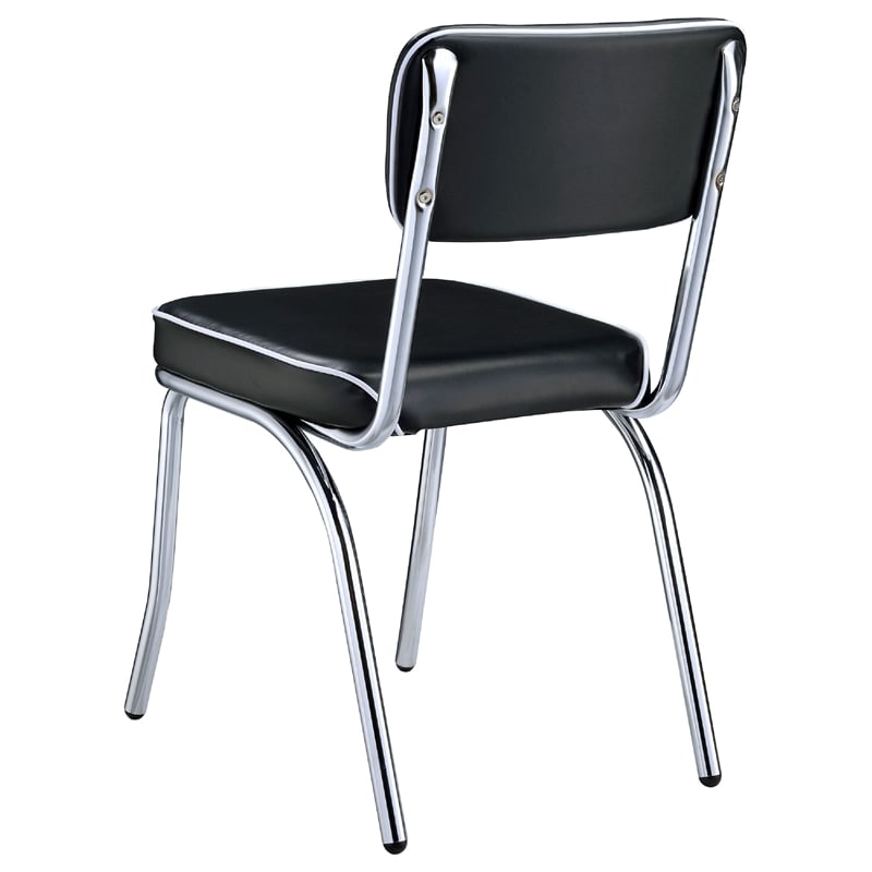 Pemberly Row 5 Pc Oval Dining Set with 4 Chairs Retro Design Chrome White Black