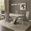 Pemberly Row 5 Piece Dining Table Set Modern Gray Faux Marble Top 4 Side Chairs