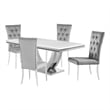 Pemberly Row 5 Piece Dining Table Set Modern Gray Faux Marble Top 4 Side Chairs