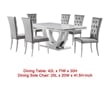Pemberly Row 7 Piece Dining Table Set Modern Gray Faux Marble Top 6 Side Chairs
