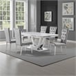 Pemberly Row 7 Piece Dining Table Set Modern Gray Faux Marble Top 6 Side Chairs