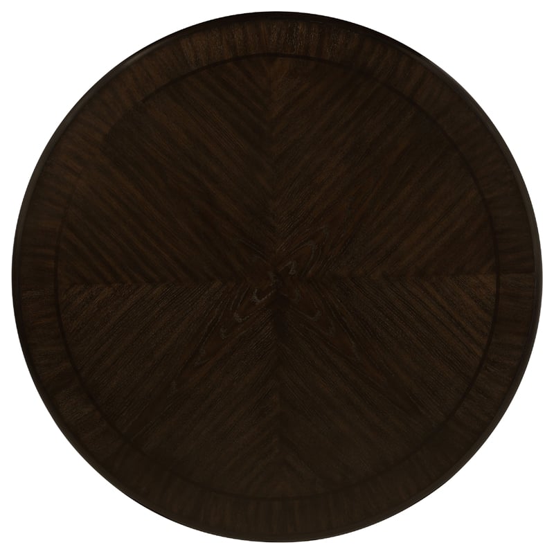 Pemberly Row 5 Piece Dining Table Set Dark Brown Round Wood Top Storage Base