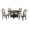 Pemberly Row 5 Piece Dining Table Set Dark Brown Round Wood Top Storage Base