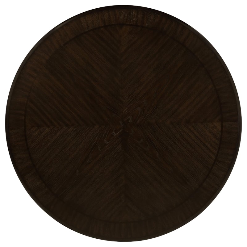 Pemberly Row 5 Piece Dining Table Set Dark Brown Round Wood Top Storage Base