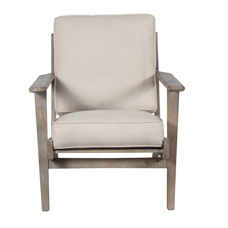 Pemberly Row Chair Handcrafted Washed Mango Wood Fabric Cushions Angled Legs