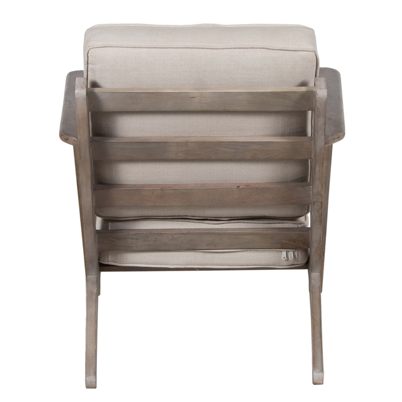 Pemberly Row Chair Handcrafted Washed Mango Wood Fabric Cushions Angled Legs